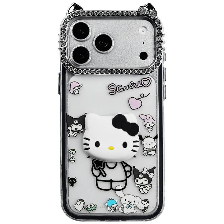 Cute Cartoon Clear Case with Shiny Camera Frame iPhone 17 Air