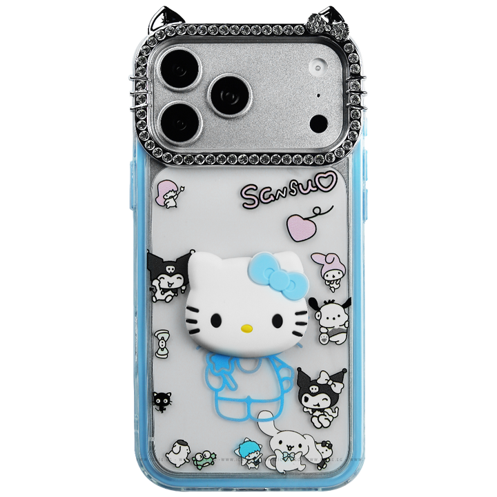 Cute Cartoon Clear Case with Shiny Camera Frame iPhone 17 Air