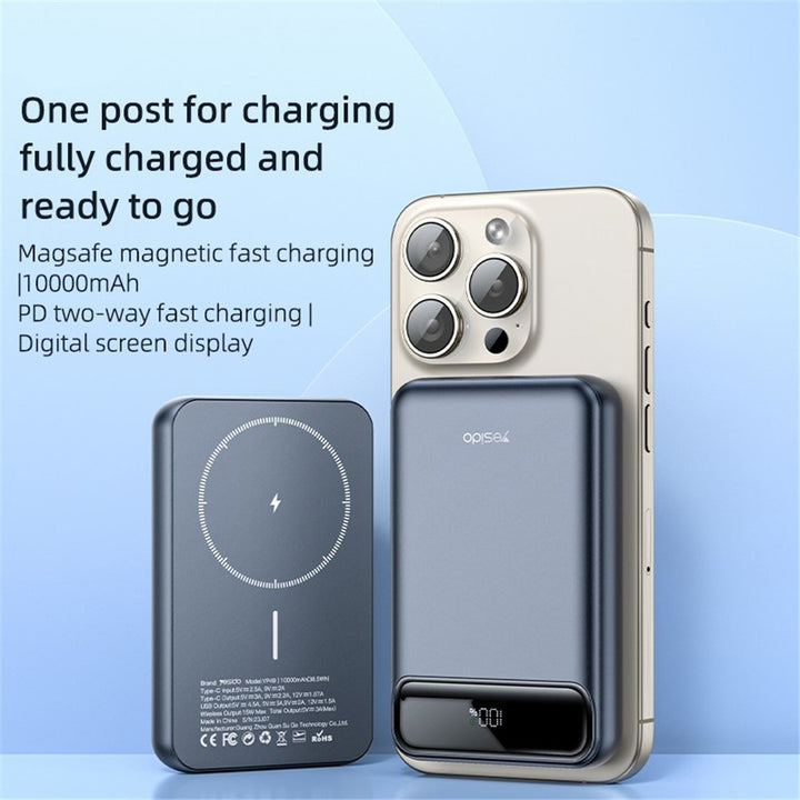 Yesido 10000mAh \ 15W Power Bank with LED Digital Display & Fast Wireless Charging