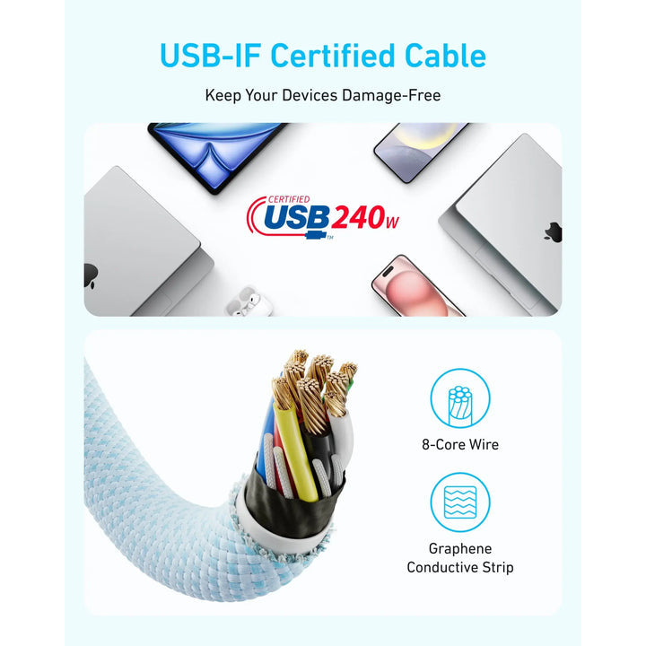 Anker Zolo USB-C to USB-C 240W Braided Fast Charging Cable 150 CM