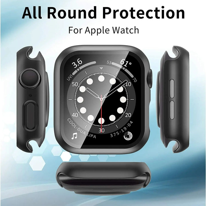 Matte Case with Tempered Glass Screen for Apple Watch - Black