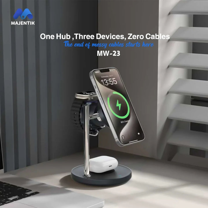 Majentik 3-in-1 Magnetic Wireless Charging Stand 25W with Cooling Fan