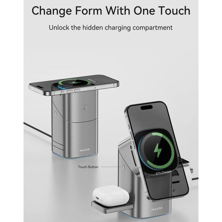 MAXCO Geometry II Qi2 Full Touch Magnetic Wireless Charger 15W Fast Charging