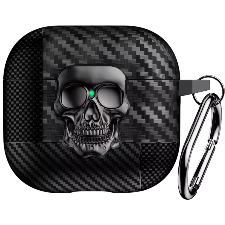 Carbon Fiber Skin Metal Skull Latch Switch AirPods Case