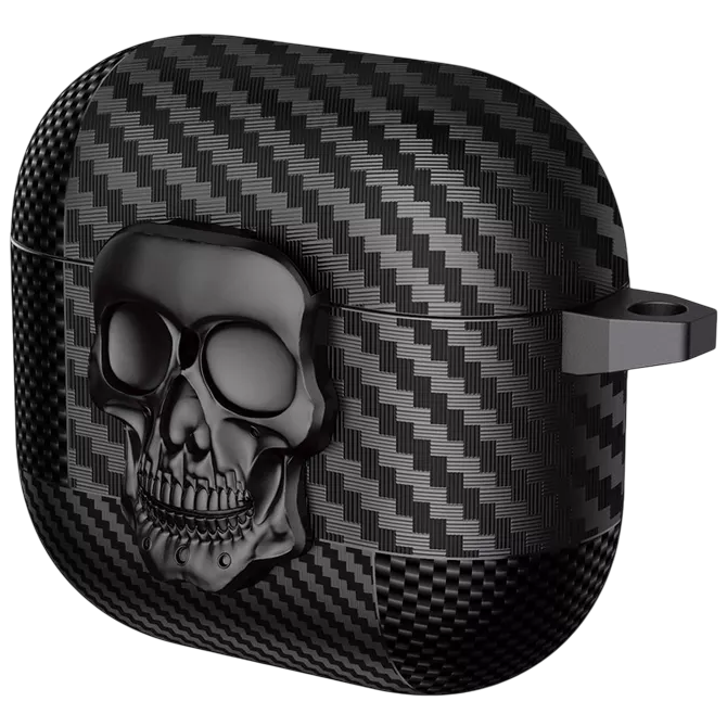 Carbon Fiber Skin Metal Skull Latch Switch AirPods Case
